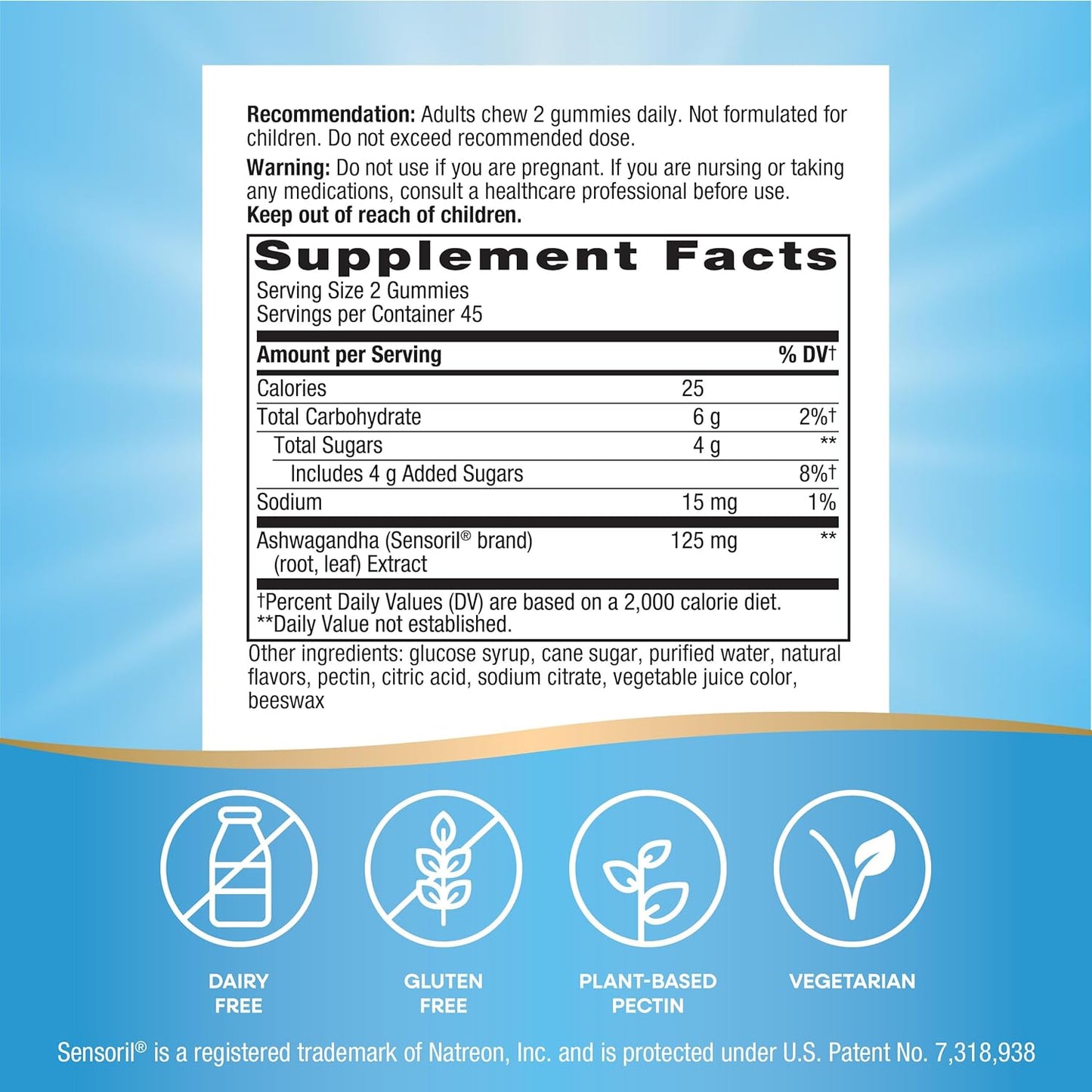 Ashwagandha Berry Flavored Gummies, 125mg Per Serving, Stress-Reducing Adaptogenic Herb, 90 Gummies