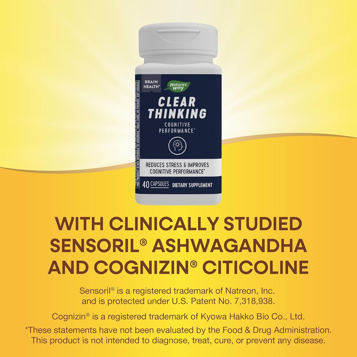 Ashwagandha Capsules for Clear Thinking & Stress Reduction - 40 Capsules