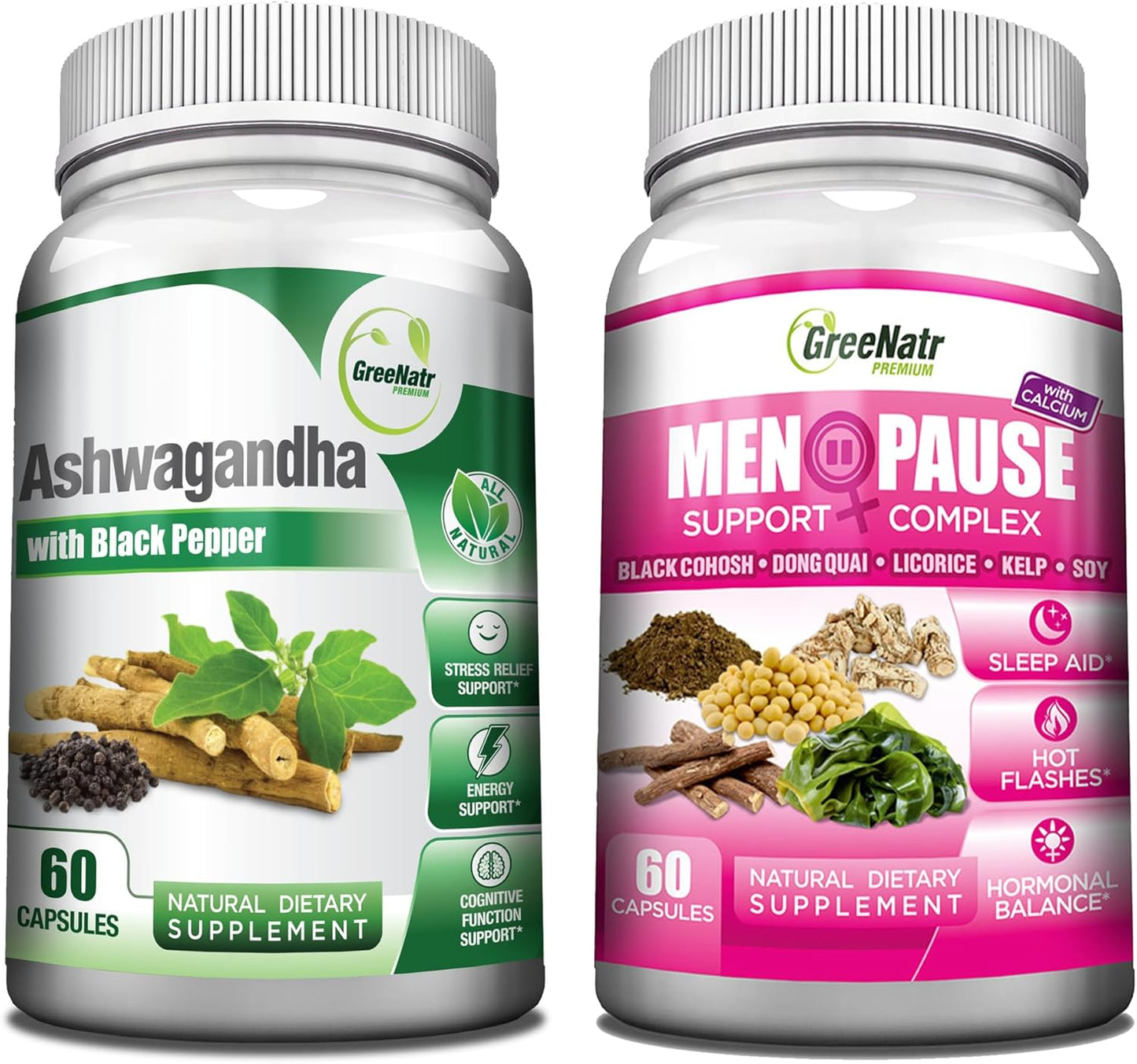 Ashwagandha Capsules with Black Pepper for Total Wellness Support and Natural Menopause Relief