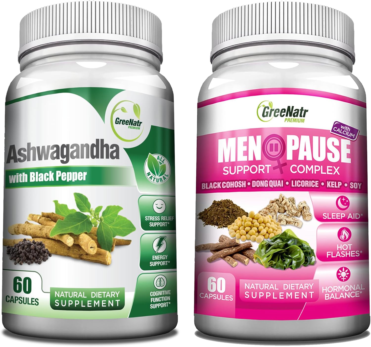 Ashwagandha Capsules with Black Pepper for Total Wellness Support and Natural Menopause Relief