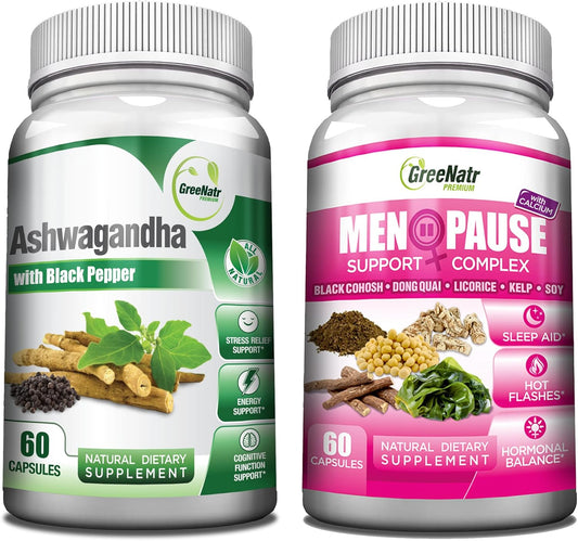 Ashwagandha Capsules with Black Pepper for Total Wellness Support and Natural Menopause Relief