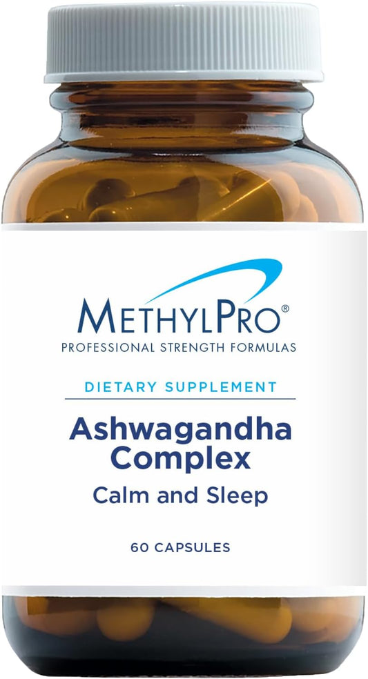 Ashwagandha Complex with Magnesium & L-Theanine for Brain Health and Calm - Supports Balance with L-Methylfolate - 60 Capsules