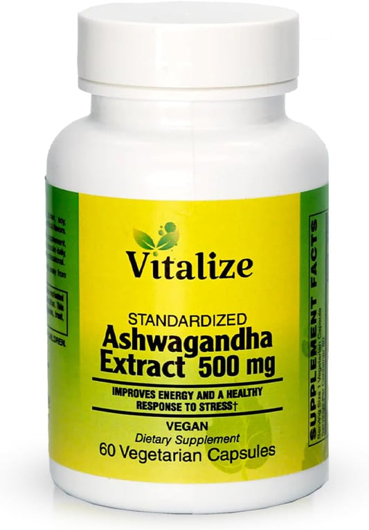 Ashwagandha Extract Capsules - Natural Energy Booster & Stress Manager | Vegan Dietary Supplement | 60 Capsules, 500mg | Non-GMO & Gluten Free