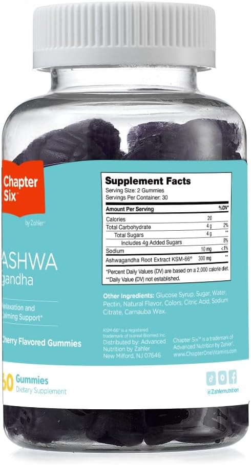 Ashwagandha Gummies for Stress Relief & Relaxation - Mood Support Supplement for Men & Women - Kosher 260mg (60 Count)