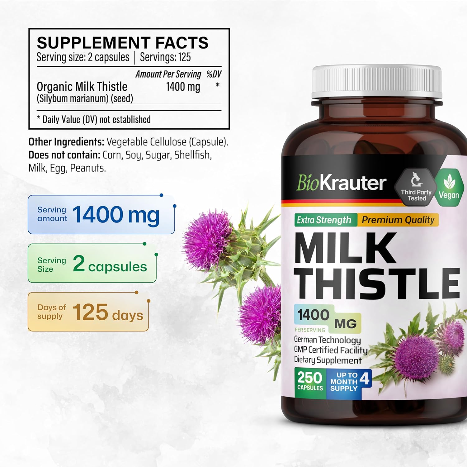 Ashwagandha Tincture and Milk Thistle Capsules Bundle - 4 Fl. Oz. & 250 Capsules