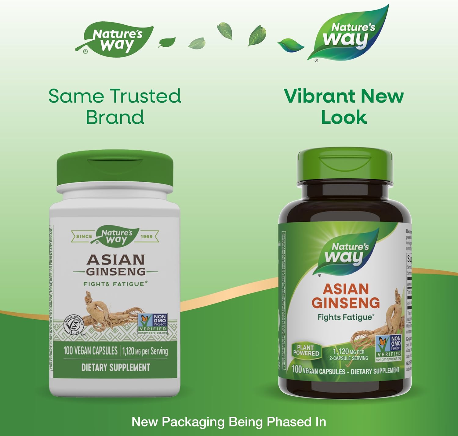Asian Ginseng Capsules - Fight Fatigue with 1,120mg Per Serving - Non-GMO, Vegan - 100 Capsules