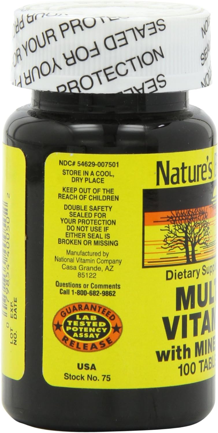 Assorted Nature's Blend NAT B Multivitamin & Mineral Tablets, 100 Count