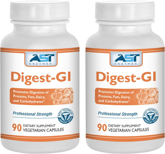 AST Enzymes Digest-GI Digestive Enzyme Capsules for Digestion & Bloating Relief - 180 Count Vegan Caps