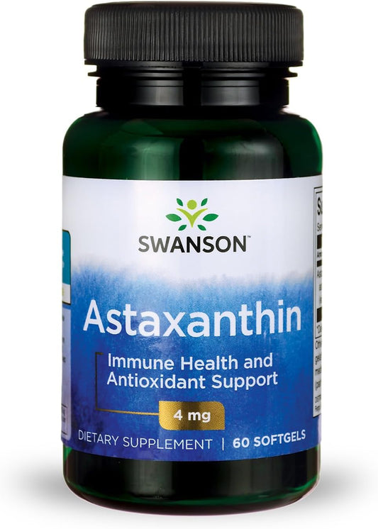 Astaxanthin 4 mg Supplement for Eye, Brain, and Skin Health - 60 Softgels