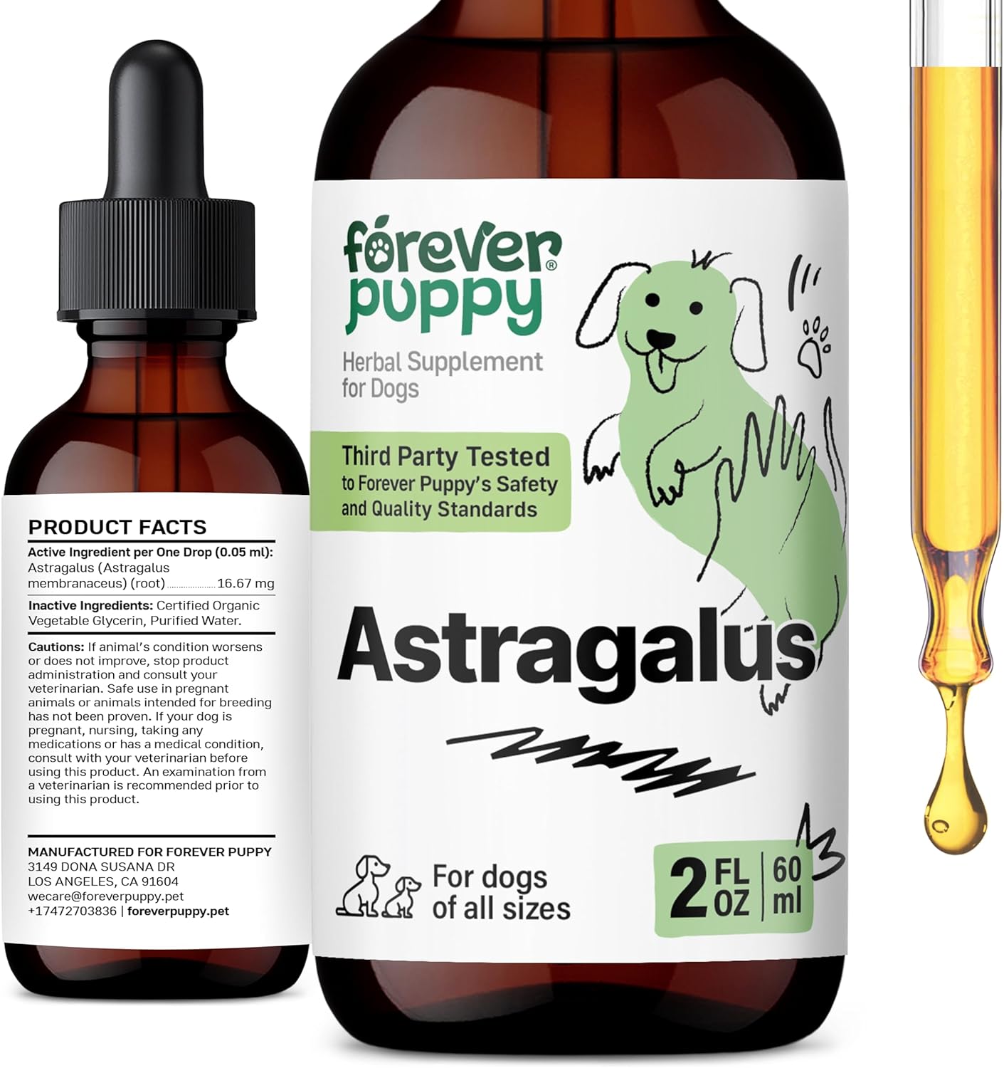 Astragalus Root Drops for Dogs - Immune Defense Tincture - Herbal Pet Supplement for Immunity Support - 2 oz