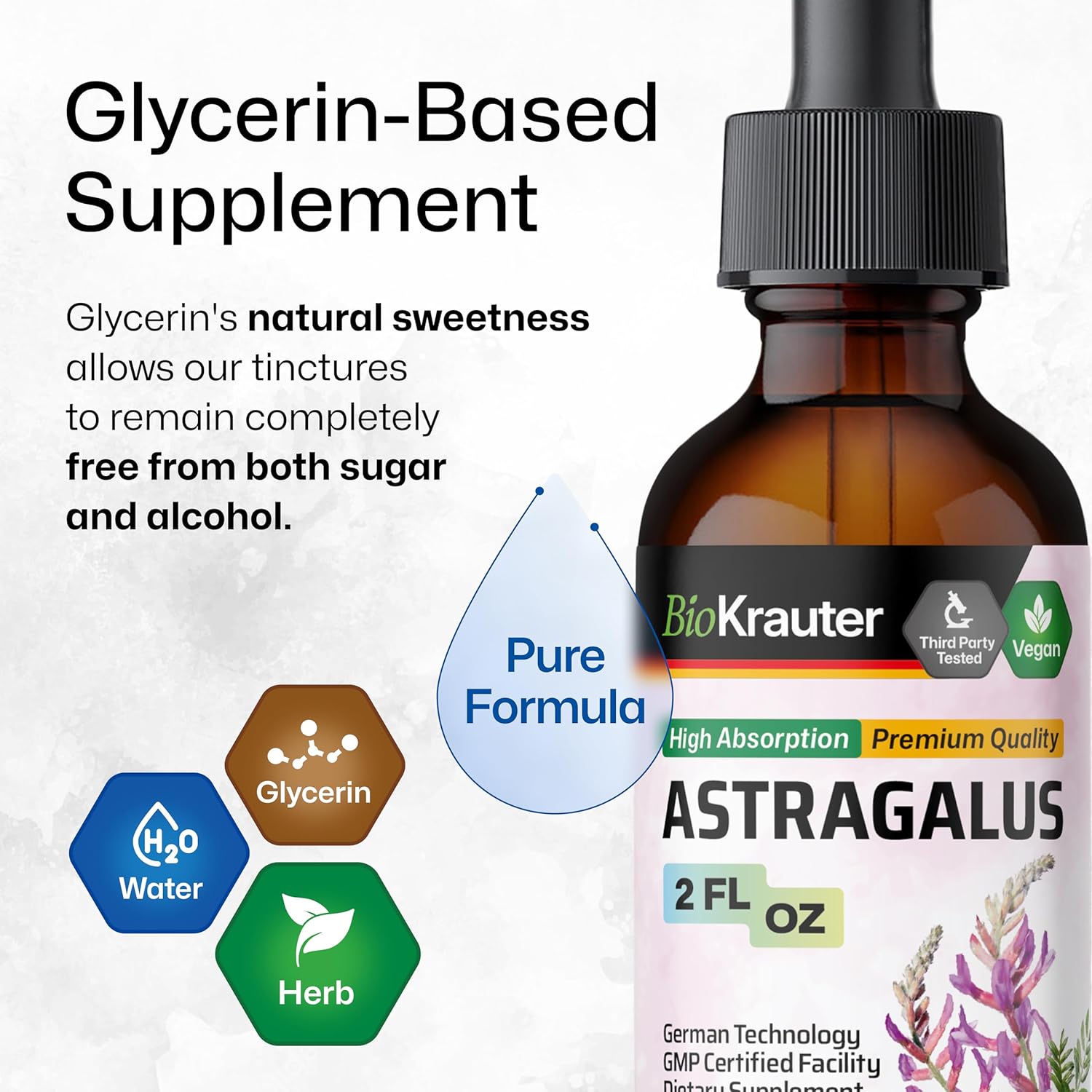 Astragalus Root Liquid Extract - Vegan Immune Support Tincture - High Absorption Formula - Alcohol & Sugar Free - 2 Fl.Oz.