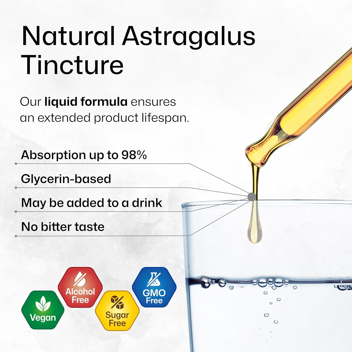 Astragalus Root Tincture for Immune Support - High Absorption Vegan Drops - Alcohol and Sugar Free - 4 Fl.Oz.