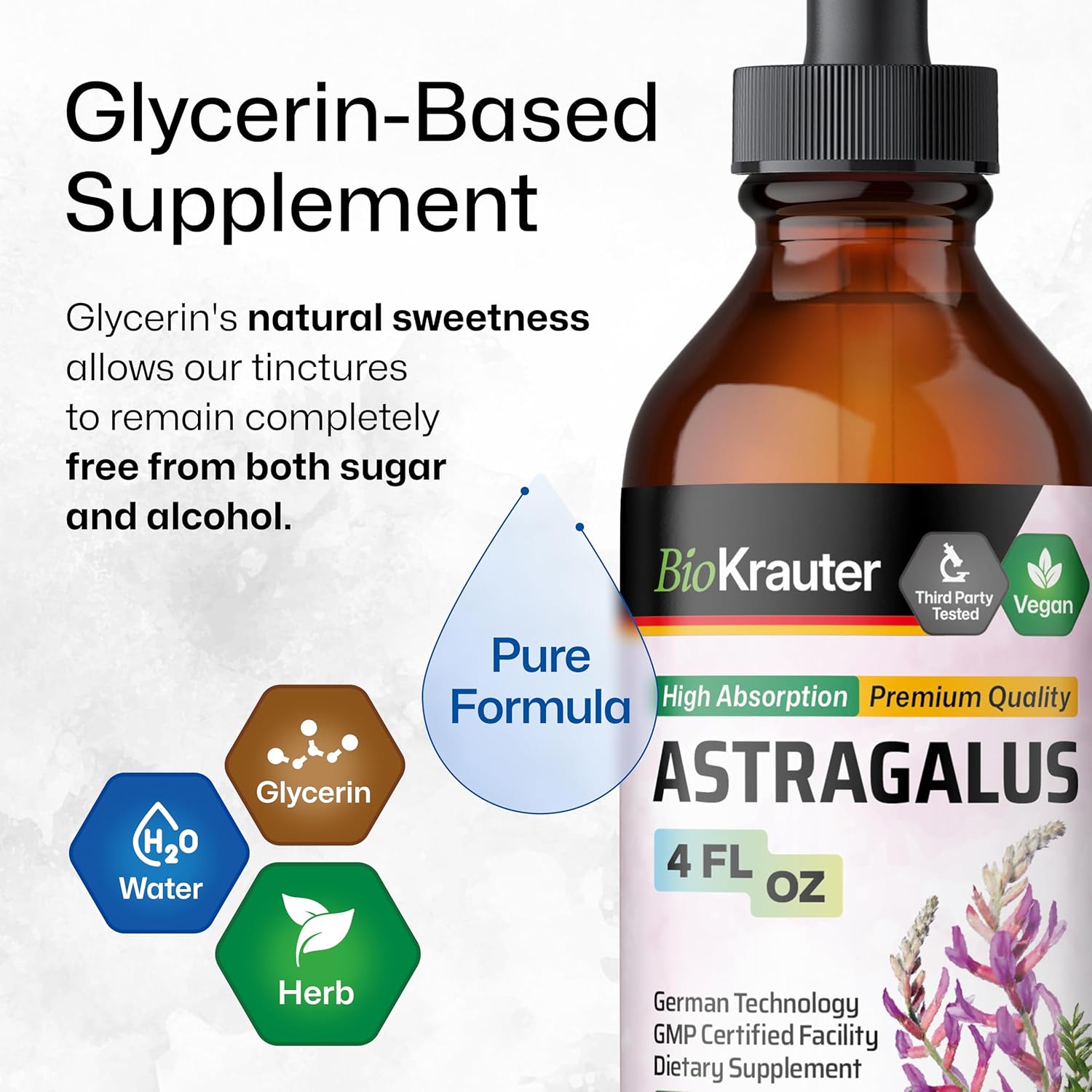 Astragalus Root Tincture for Immune Support - High Absorption Vegan Drops - Alcohol and Sugar Free - 4 Fl.Oz.