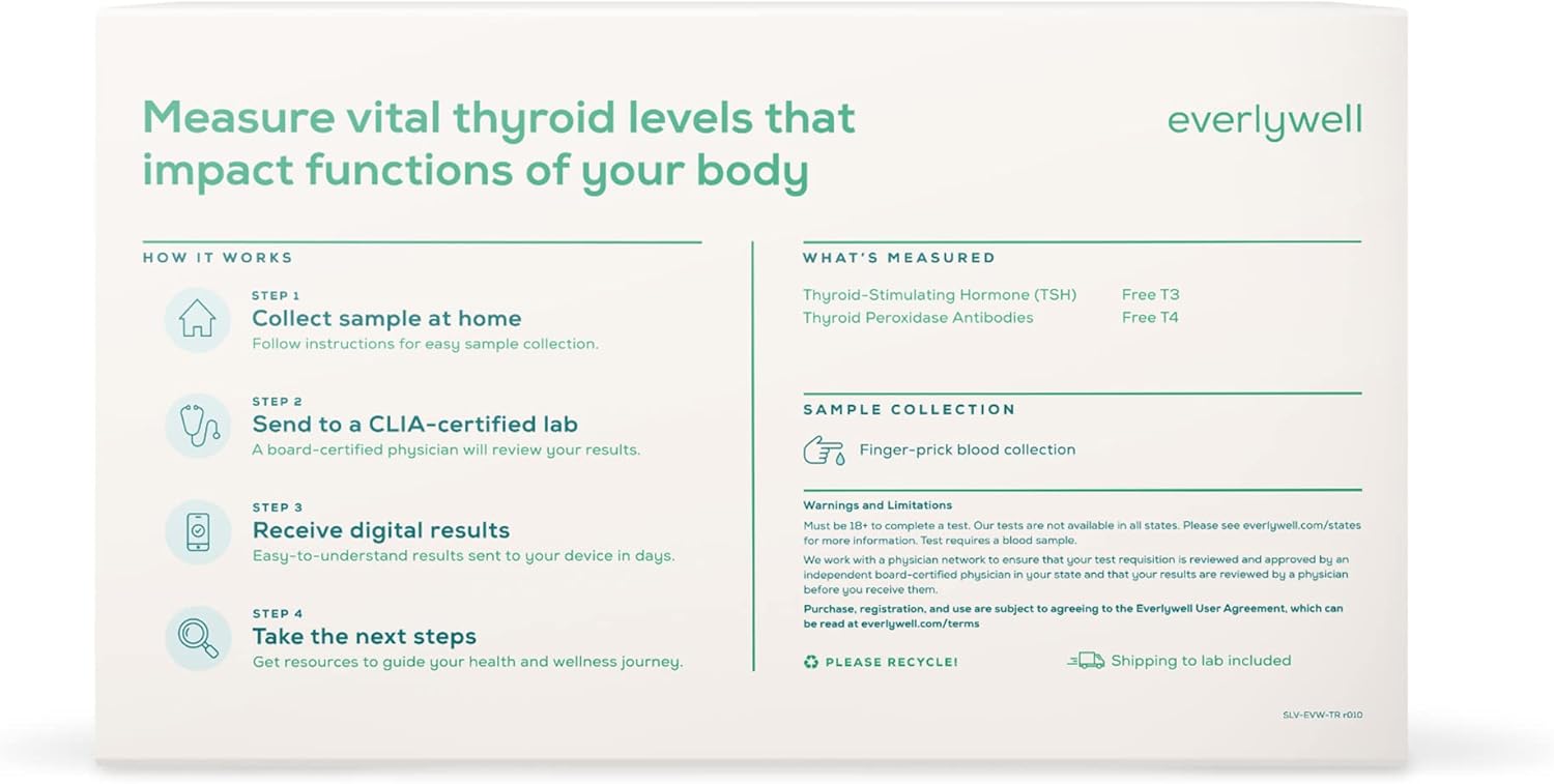 At-Home Everlywell Thyroid Test Kit for Ages 18+, Fast & Accurate Results from CLIA-Certified Lab