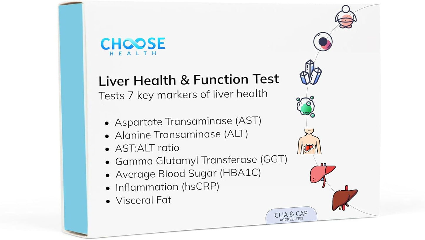 At-Home Liver Health Test Kit | Monitor Liver Function with 7 Tests | Includes AST, ALT, GGT, Blood Sugar, Inflammation | Track Health Progress | Not Available in NY or RI