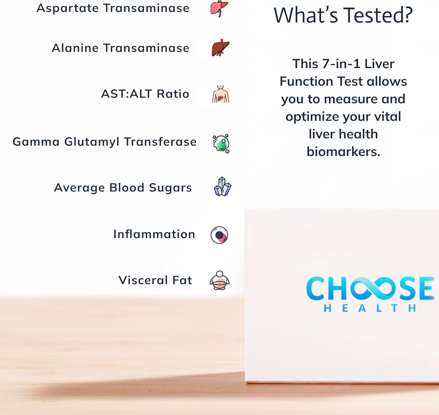 At-Home Liver Health Test Kit | Monitor Liver Function with 7 Tests | Includes AST, ALT, GGT, Blood Sugar, Inflammation | Track Health Progress | Not Available in NY or RI