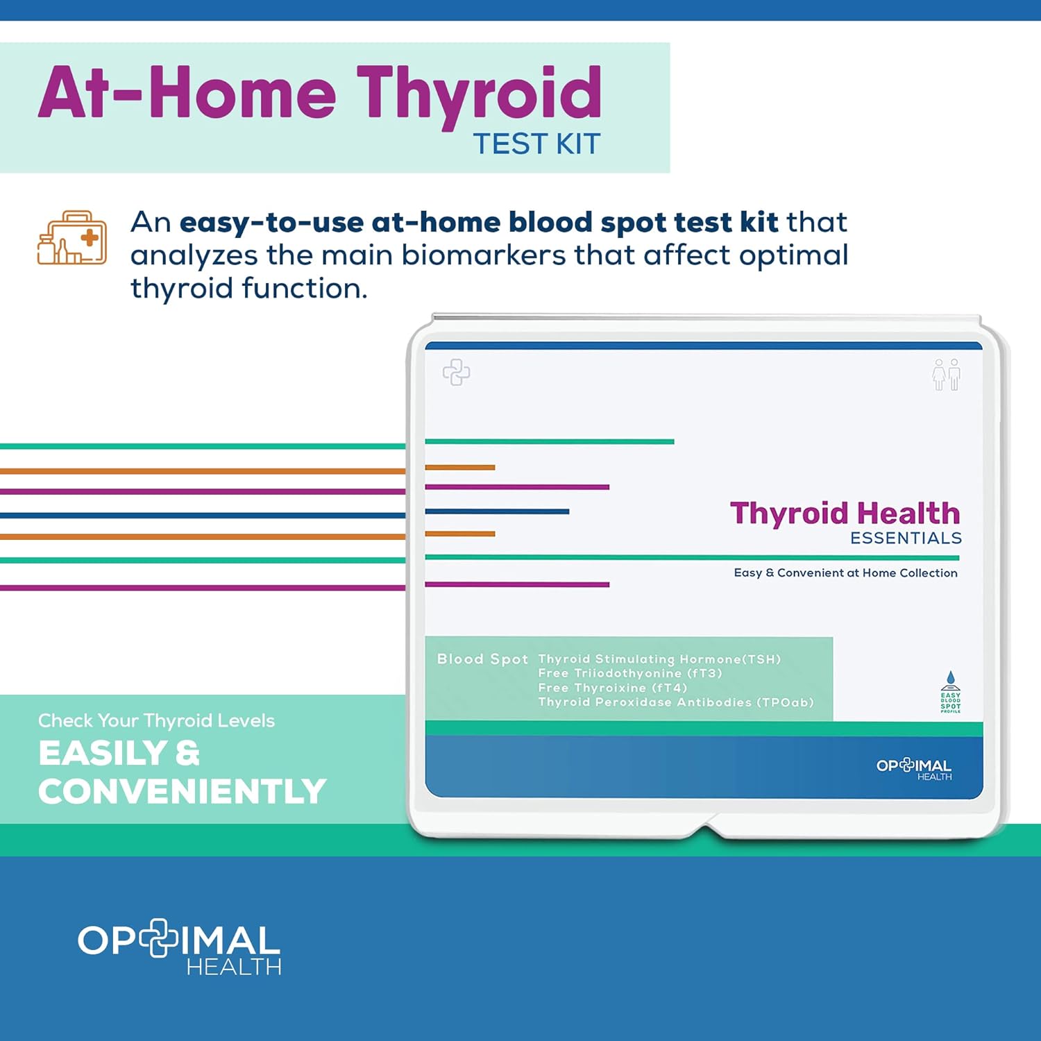 At-Home Thyroid Function Test Kit for Women and Men - Optimal Health Thyroid Testing