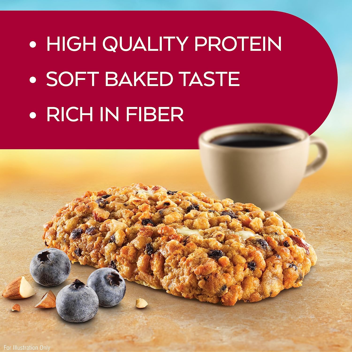 Atkins Blueberry Soft Baked Energy Bars - 15g Protein, 2g Sugar, High Fiber, Low Carb - 20 Bars