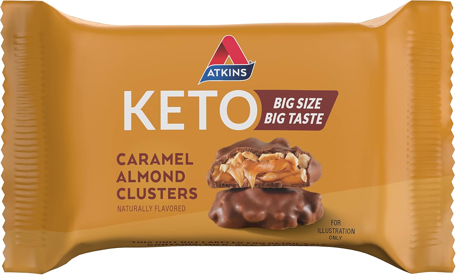 Atkins Caramel Almond Clusters: Gluten Free, High Fiber, Low Sugar, Keto Friendly, 8-Pack