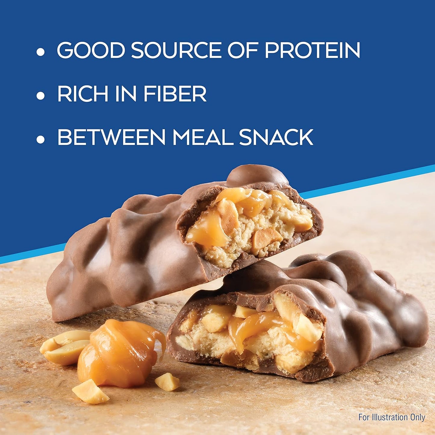 Atkins Caramel Chocolate Nut Roll Bars - High Protein, Fiber-Rich Snack with 2g Sugar, 16-Pack