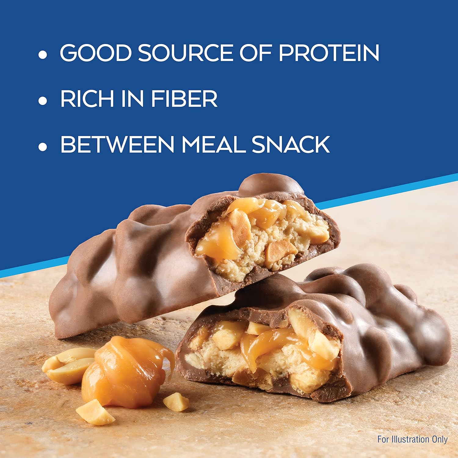 Atkins Caramel Chocolate Nut Roll Bars - High Protein, Fiber-Rich Snack with 2g Sugar, 16-Pack