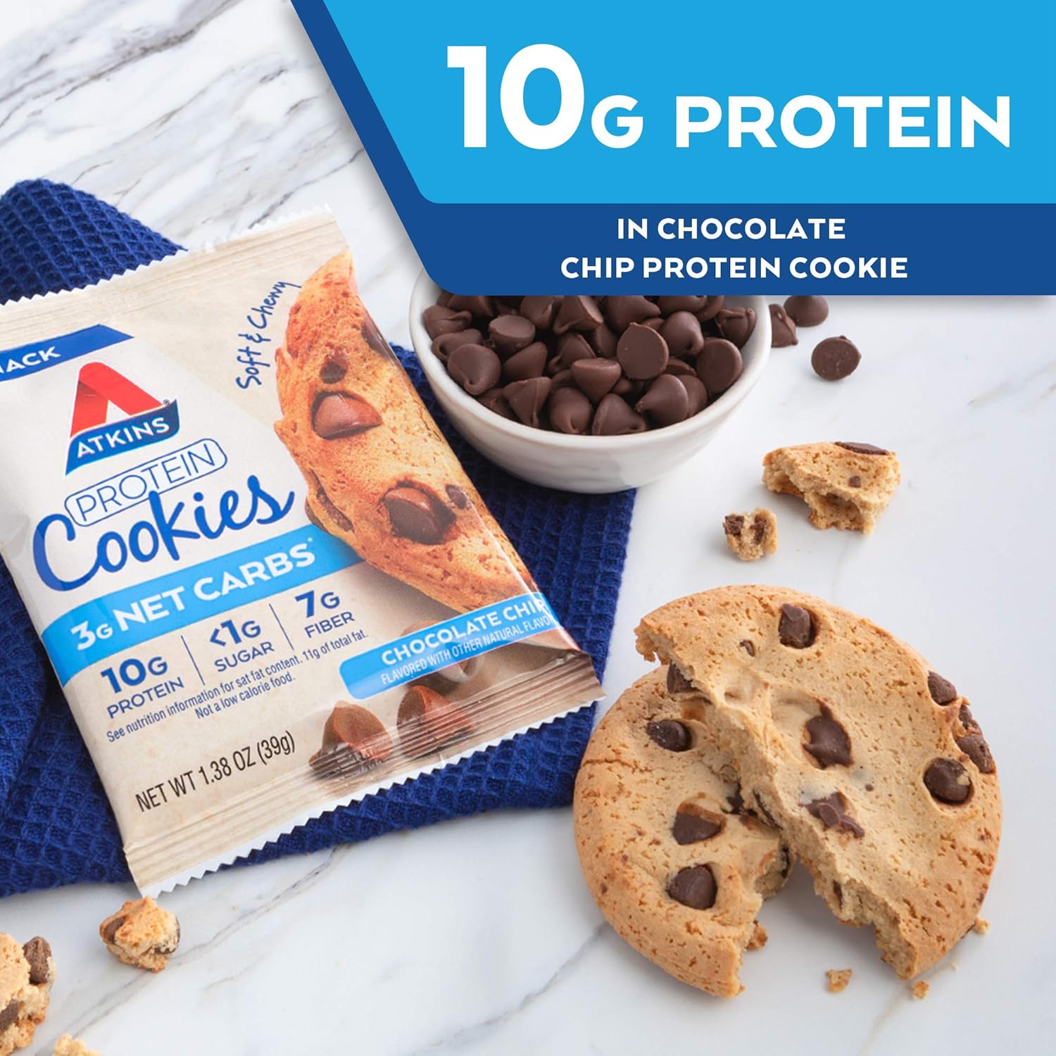 Atkins Chai Tea Latte Protein Shake & Chocolate Chip Cookie Bundle - 15g Protein, 3g Net Carbs, Keto Friendly - 4 Pack