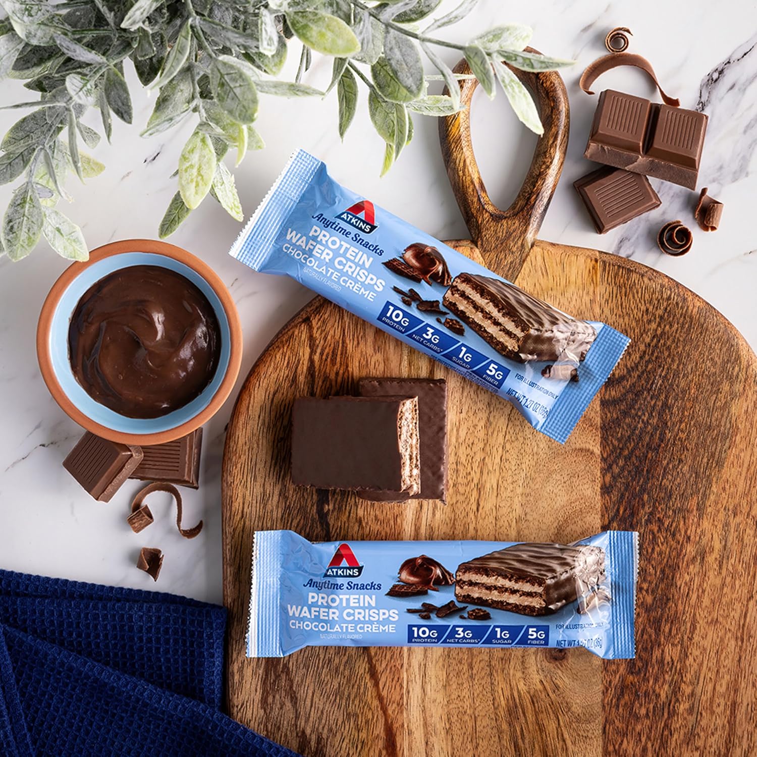 Atkins Chocolate Crème Protein Wafer Crisps - 5 Count, Low Carb & Sugar, High Fiber, Keto-Friendly - BoostGo Australia