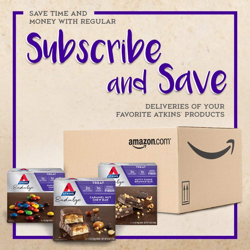 Atkins Endulge Caramel Nut Chew Bars - Low Sugar, High Fiber, 5 Pack
