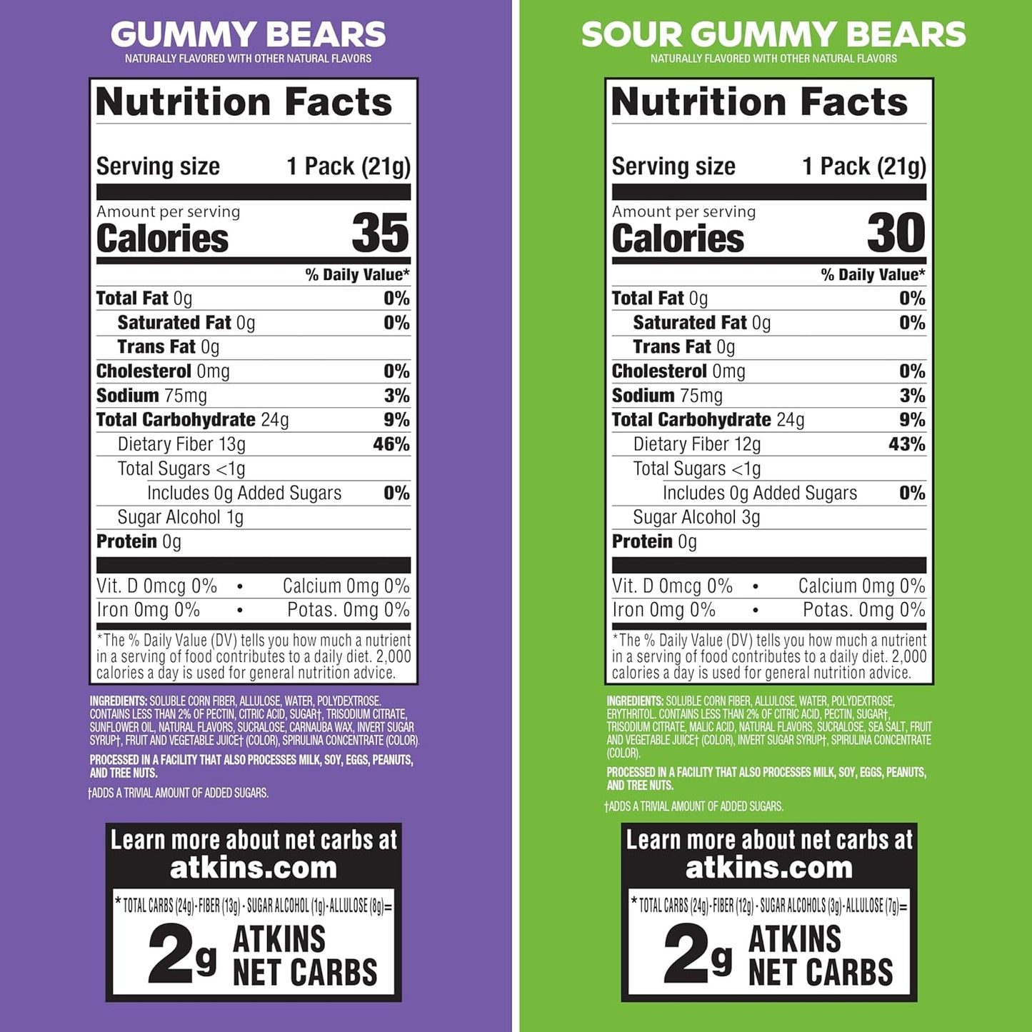 Atkins Endulge Gummy Bears Variety Pack - Low Sugar, Keto Candy - 18 Pack (12 Sweet, 6 Sour)