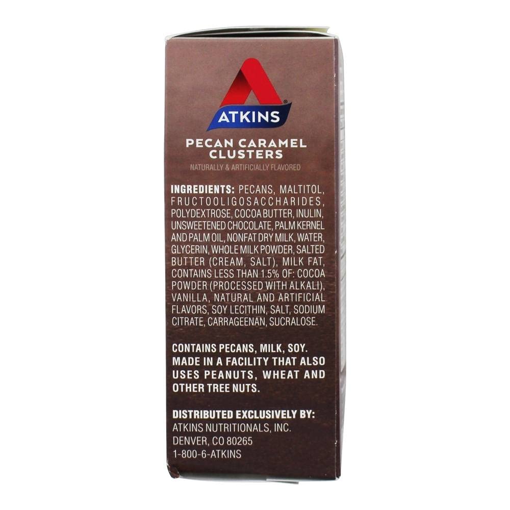 Atkins Endulge Pecan Caramel Clusters - Pack of 10, 0.49 oz Snack Bars for Low Carb Diet