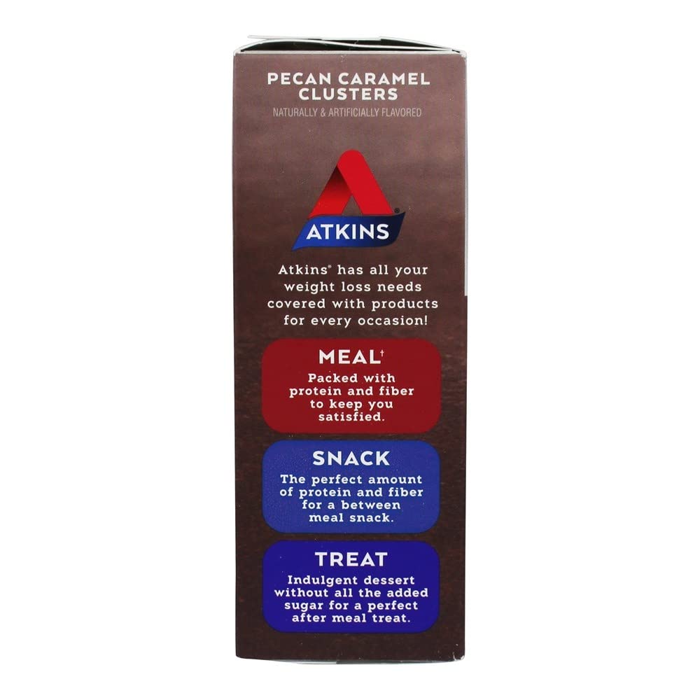 Atkins Endulge Pecan Caramel Clusters - Pack of 10, 0.49 oz Snack Bars for Low Carb Diet