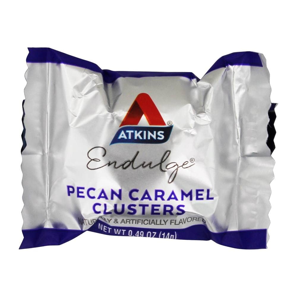 Atkins Endulge Pecan Caramel Clusters - Pack of 10, 0.49 oz Snack Bars for Low Carb Diet