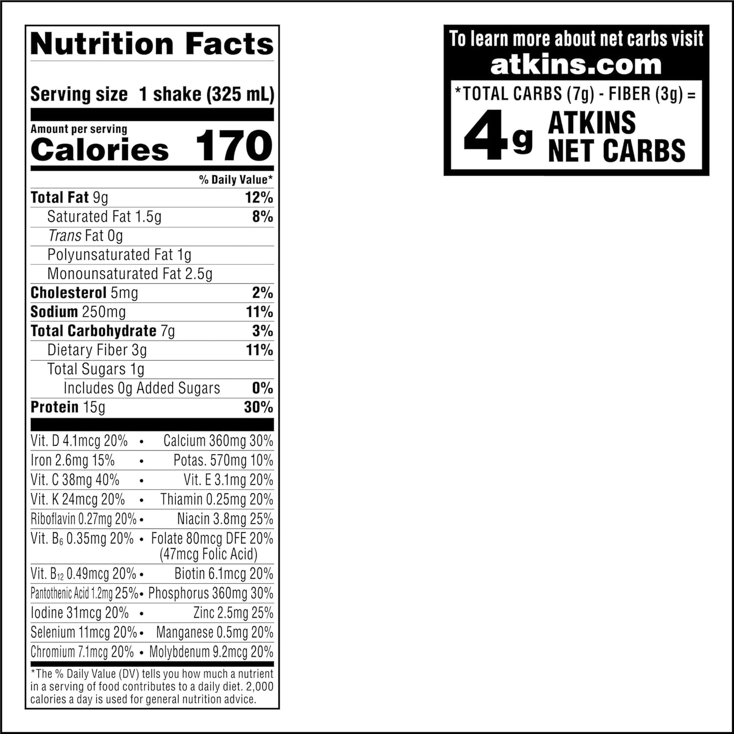 Atkins Mocha Latte Iced Coffee Protein Shake - 15g Protein, Low Glycemic, 4g Net Carb, 1g Sugar - Keto Friendly