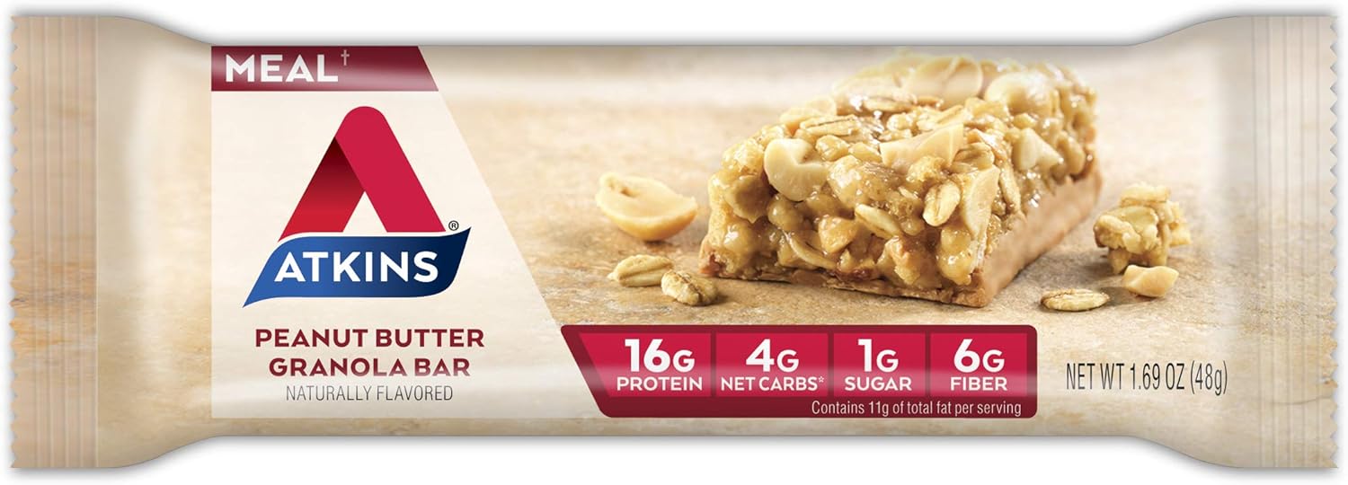 Atkins Peanut Butter Granola Protein Meal Bars, 1.69 Oz Each, Pack of 5