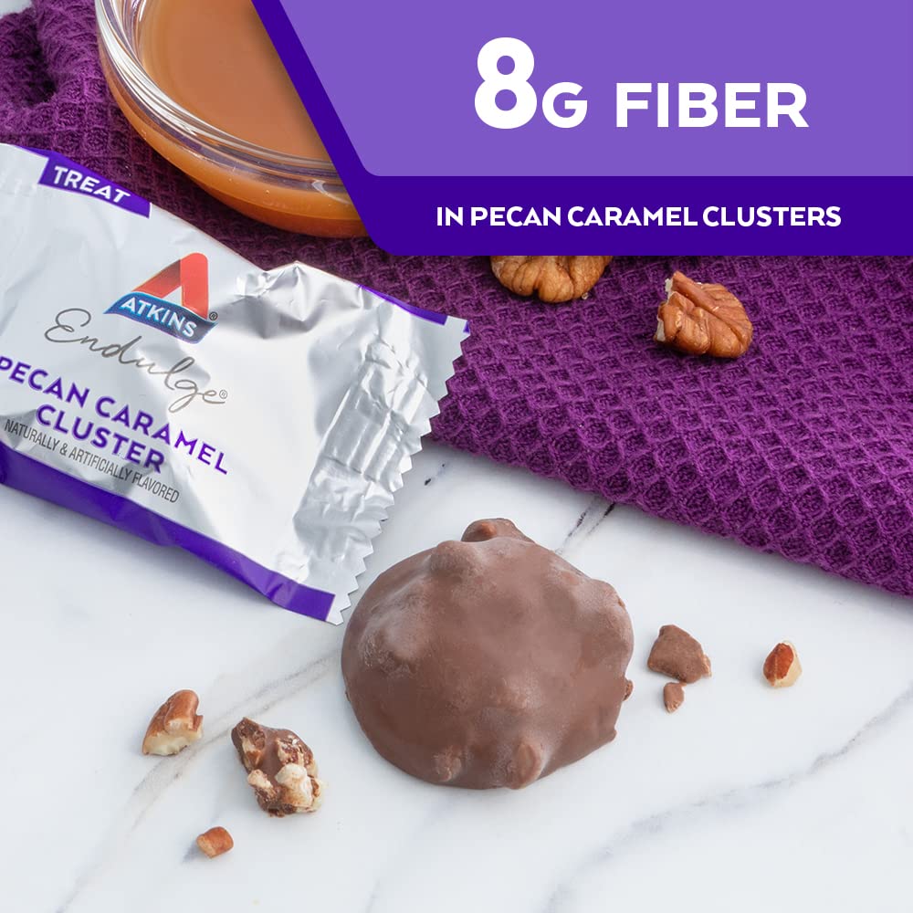 Atkins Pecan Caramel Clusters: High Fiber, Low Carb Dessert Snack - 60 Count
