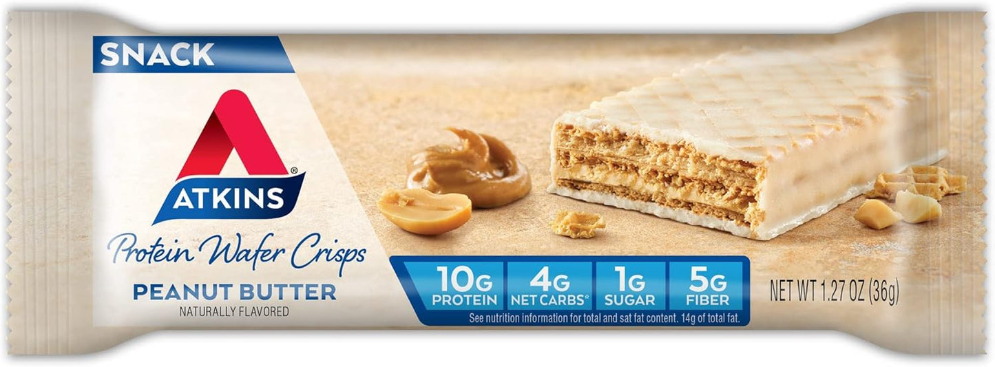 Atkins Protein Bundle: Chai Tea Latte Shake with 15g Protein + Peanut Butter Wafer Crisps with 10g Protein, Low Net Carb & Sugar, 5 Pack
