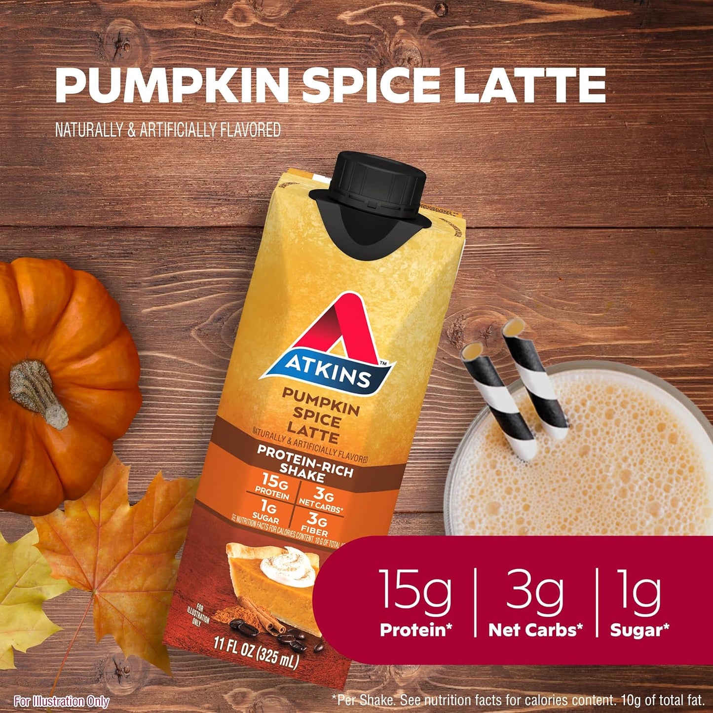 Atkins Pumpkin Spice Latte: High Protein, Low Net Carbs, Keto-Friendly - 12 Pack