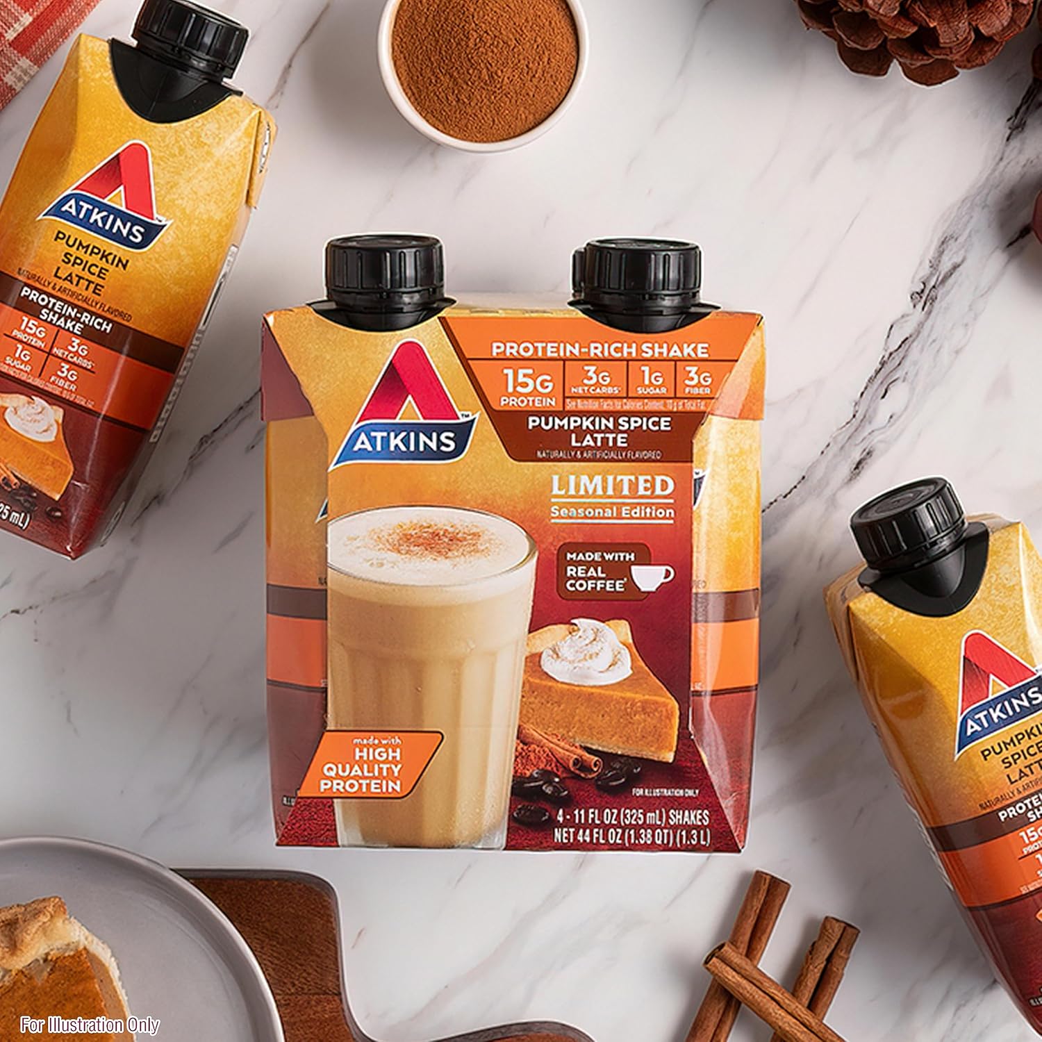 Atkins Pumpkin Spice Latte: High Protein, Low Net Carbs, Keto-Friendly - 12 Pack