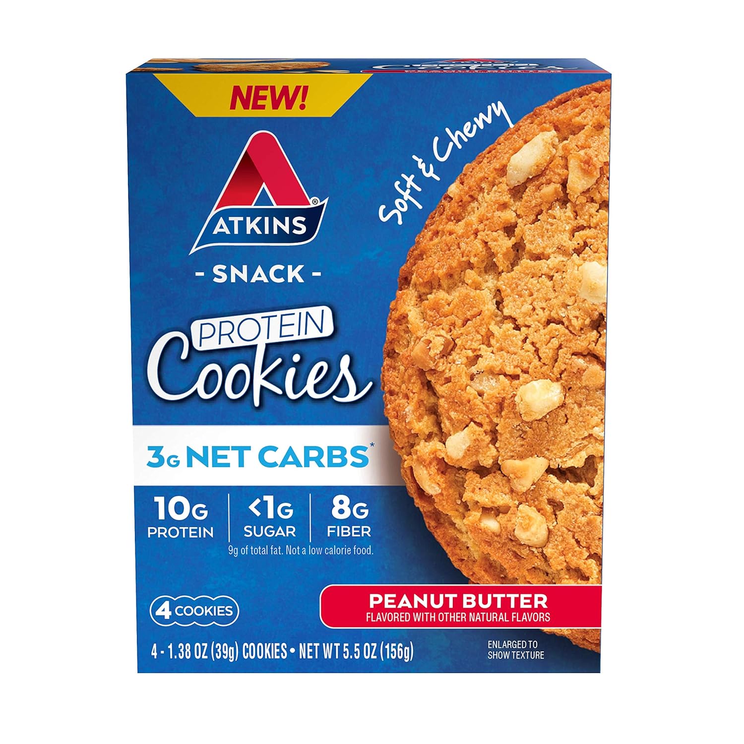 Atkins Soft Baked Blueberry Energy Bars with 15g Protein & Peanut Butter Protein Cookie with 3g Net Carbs and Fiber