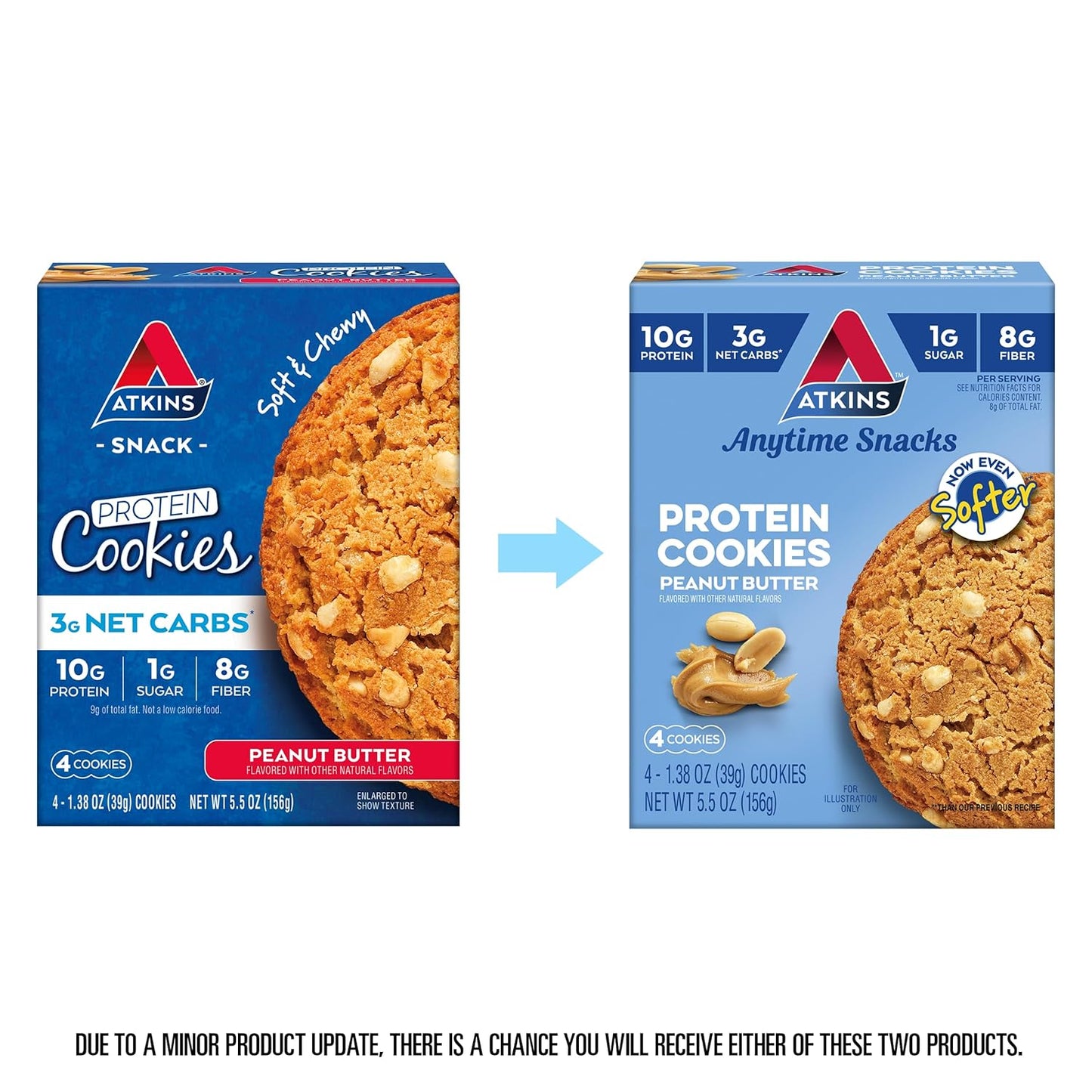 Atkins Soft Baked Blueberry Energy Bars with 15g Protein & Peanut Butter Protein Cookie with 3g Net Carbs and Fiber