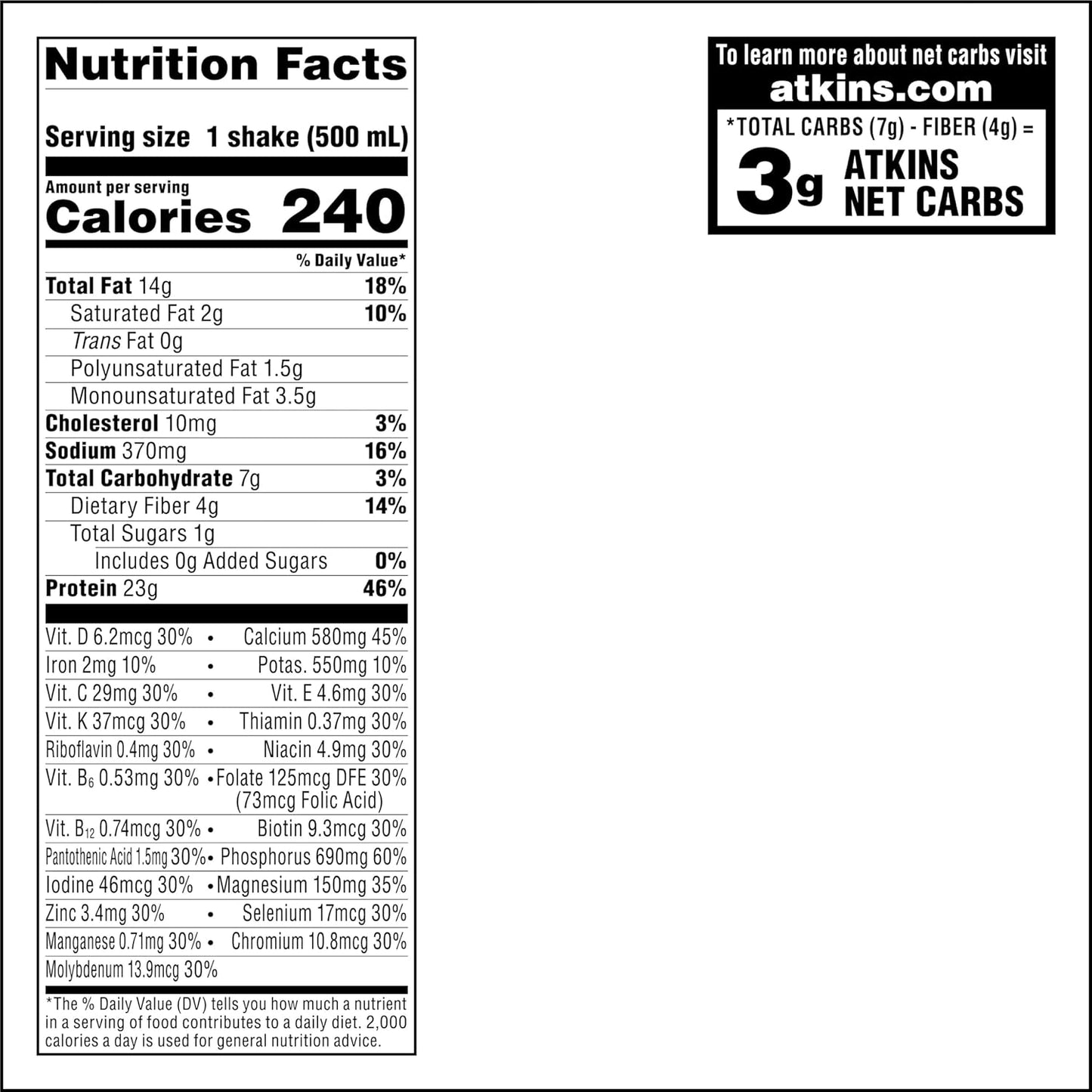 Atkins Vanilla Cream Protein Shake - 23g Protein, Low Carb, Keto-Friendly