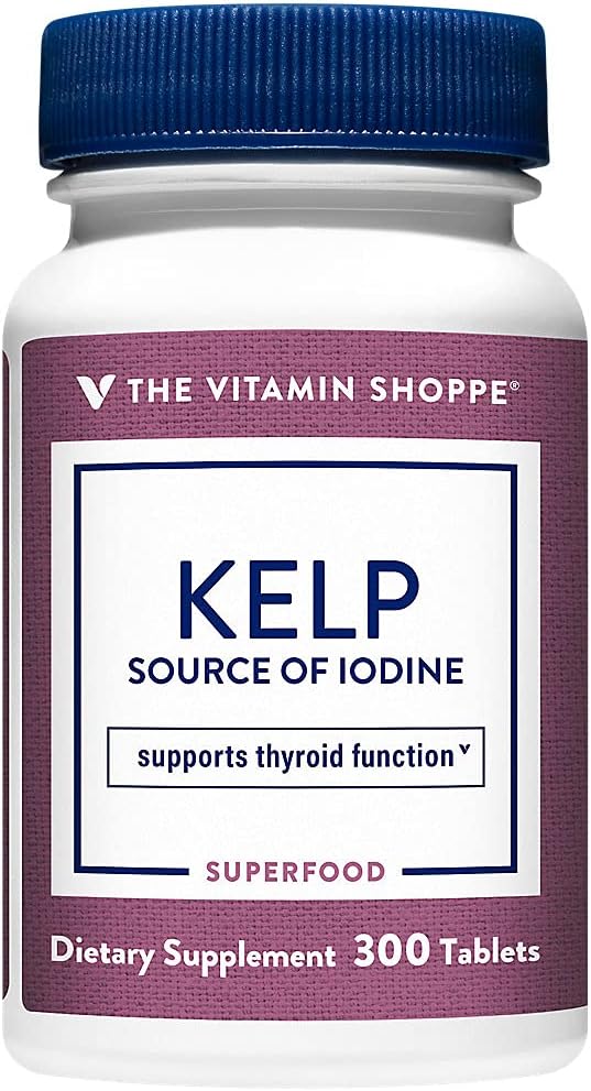 Atlantic Kelp & Potassium Iodine Tablets for Thyroid Support and Energy Boost - 300 Tablets