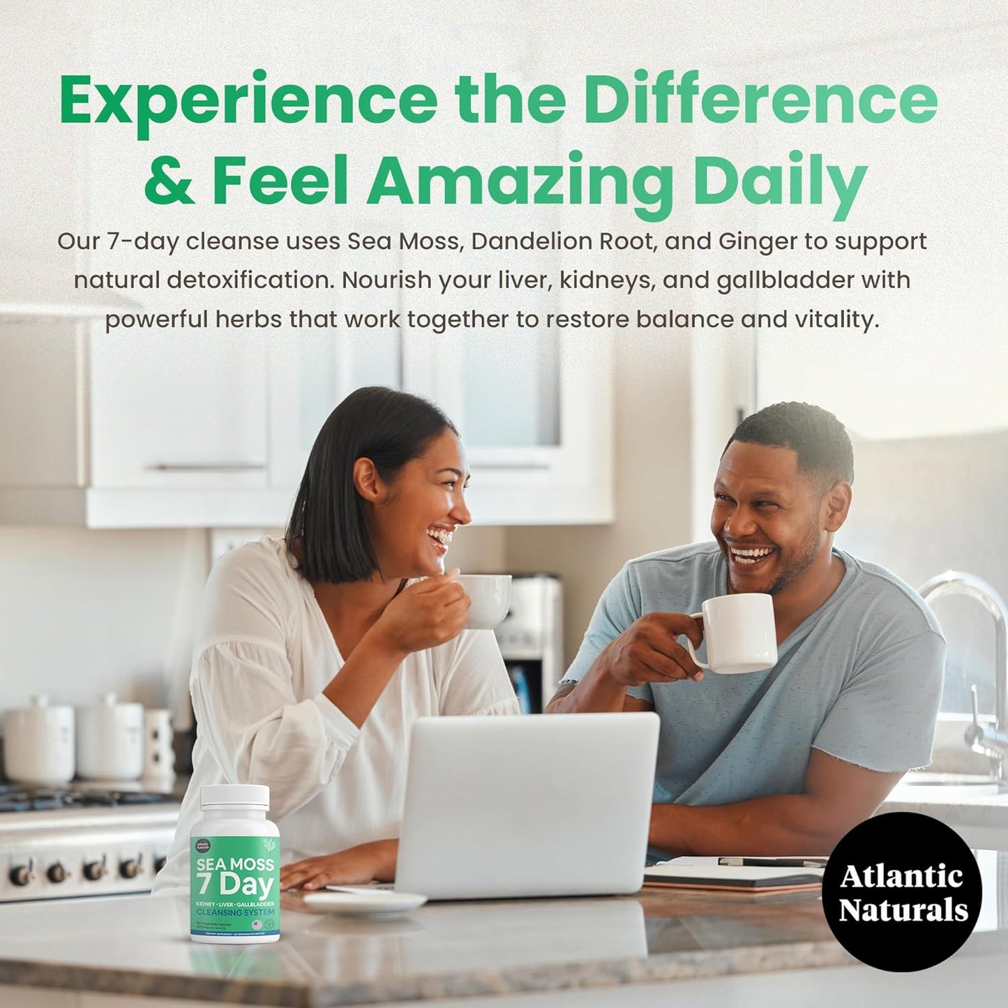 Atlantic Naturals Sea Moss Liver & Kidney Cleanse Capsules - 7 Day Detox Support with Dandelion, Milk Thistle, Burdock, Red Clover, Chanca Piedra - 180 Capsules