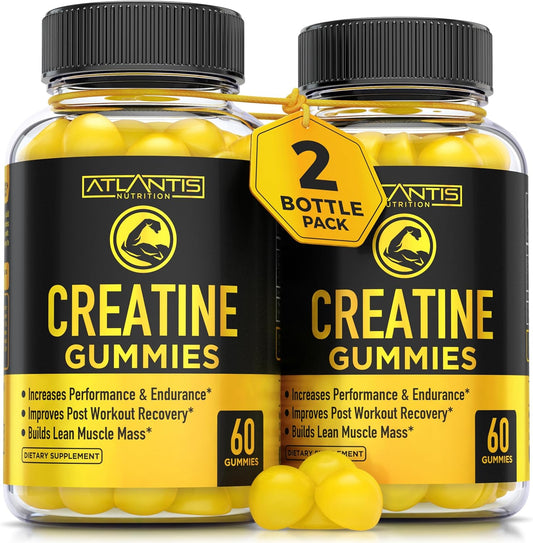 Atlantis Nutrition Creatine Monohydrate Gummies - 5g Per Serving, Build Muscle & Boost Performance - 120 Count