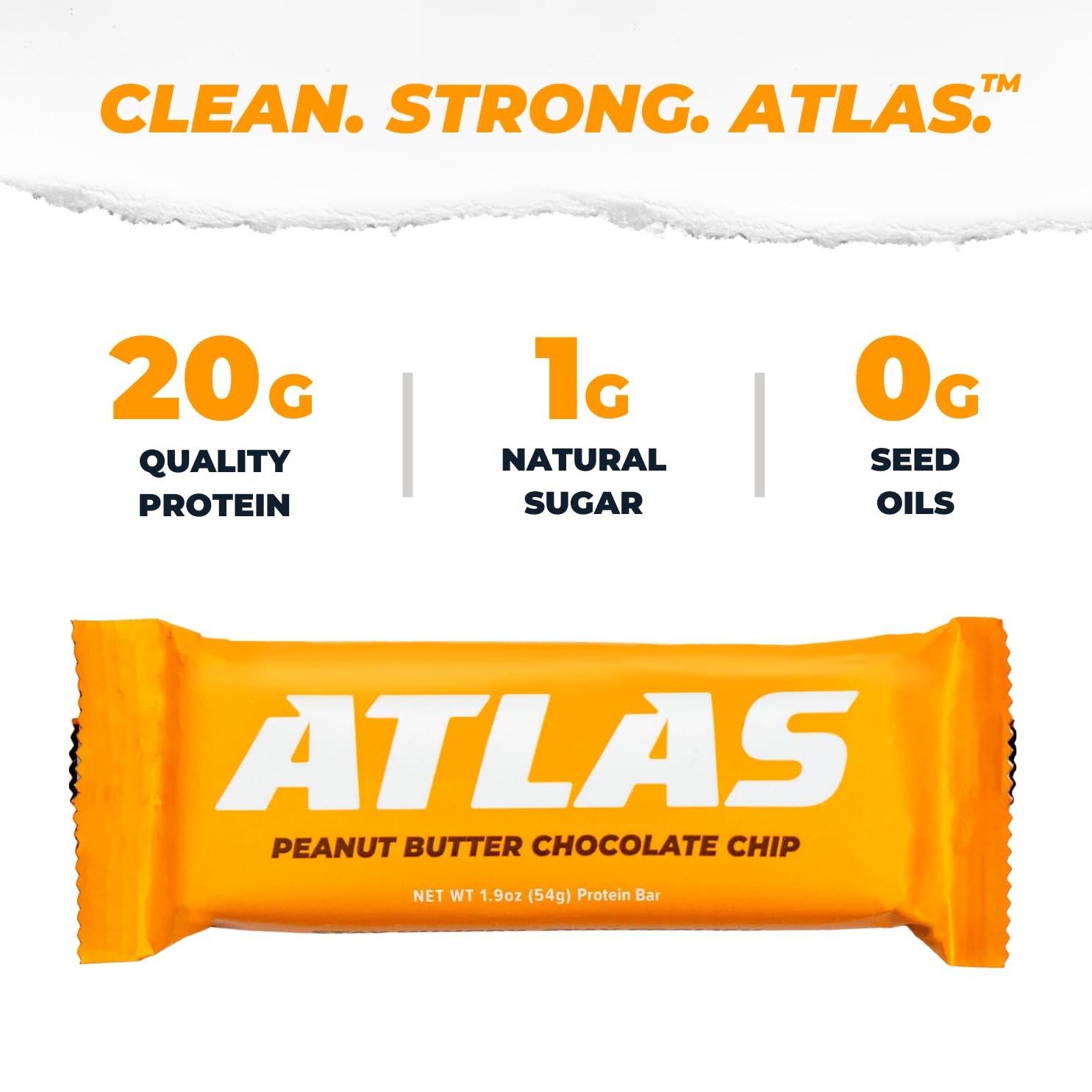 Atlas Whey Protein Bars, 20g Protein, Low Sugar, Gluten-Free, Clean Ingredients, 12 Count Pack