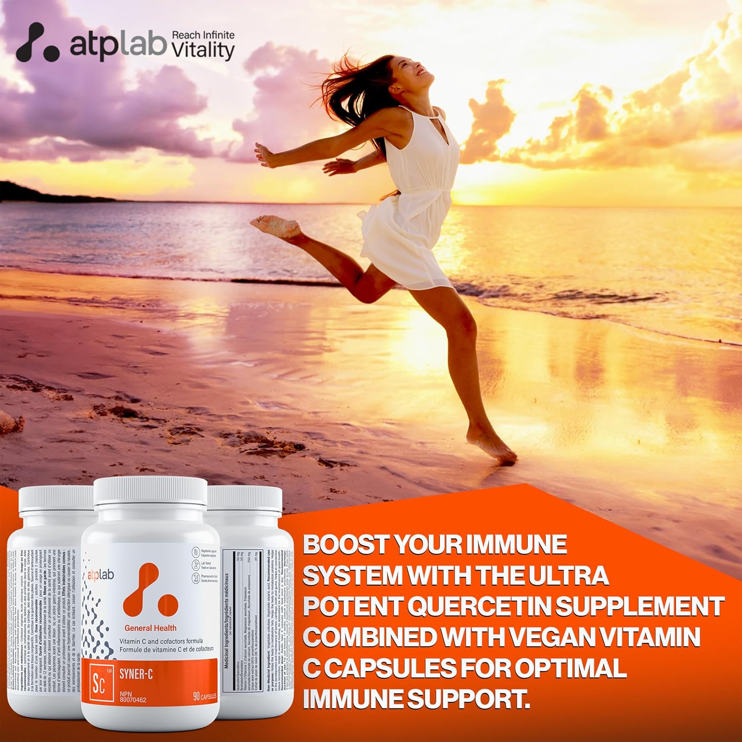 ATP LAB Syner-C 90 caps - Ultra-Potent Chelated Vitamin C Formula with Quercetin for Immunity Boost