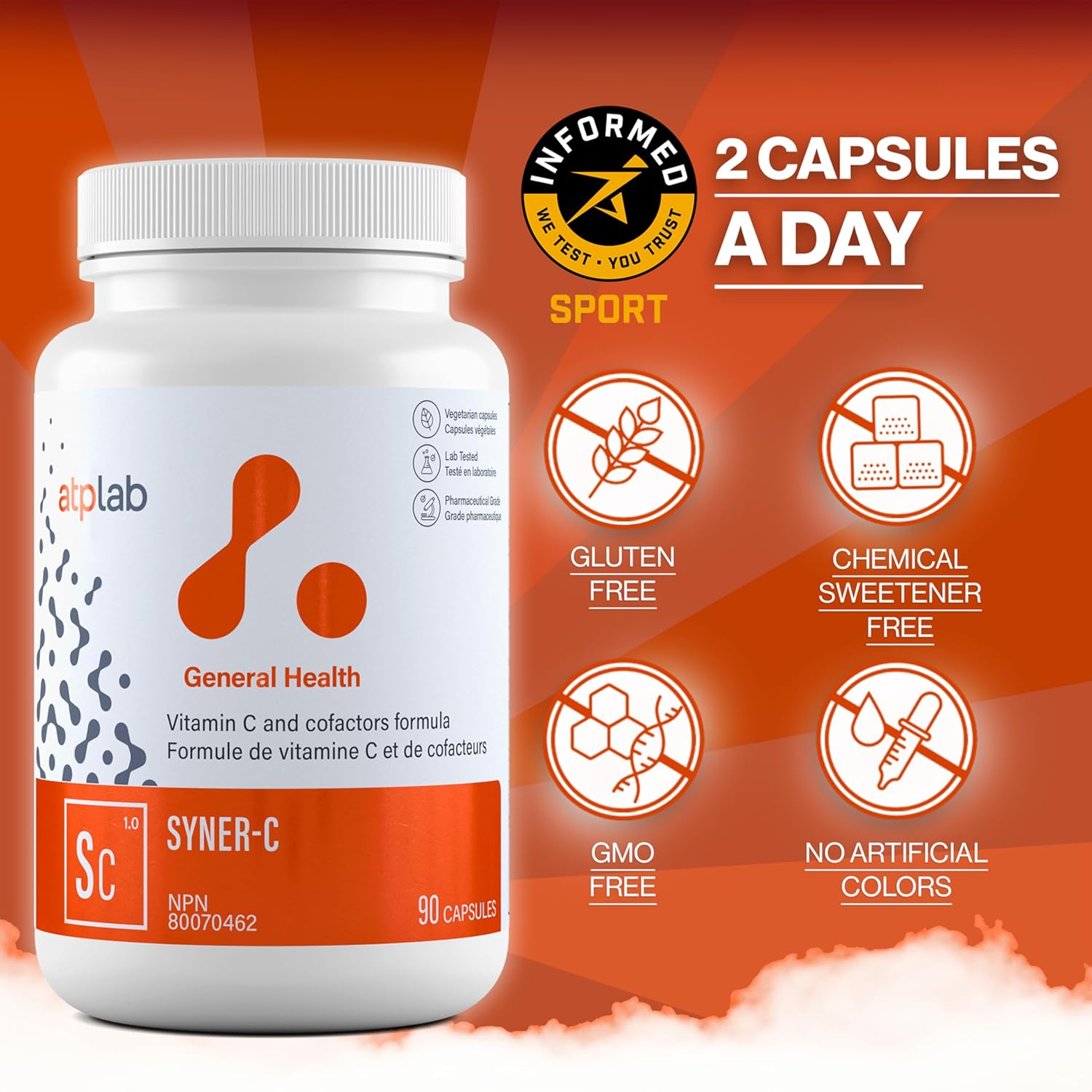 ATP LAB Syner-C 90 caps - Ultra-Potent Chelated Vitamin C Formula with Quercetin for Immunity Boost