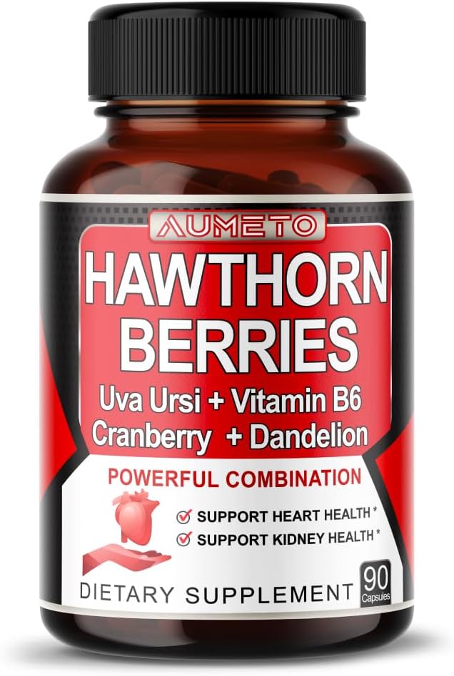 AUMETO 7-in-1 Ultra Heart and Kidney Health Support Supplement with Hawthorn Berry, Uva Ursi, Dandelion, and Cranberry