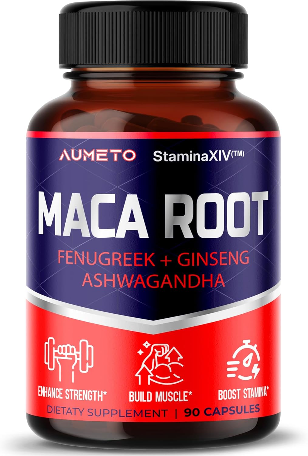 AUMETO Maca Root Supplement - 12-in-1 Formula with Ashwagandha & Panax Ginseng for Muscle Growth & Performance - USA Made (90 Count)