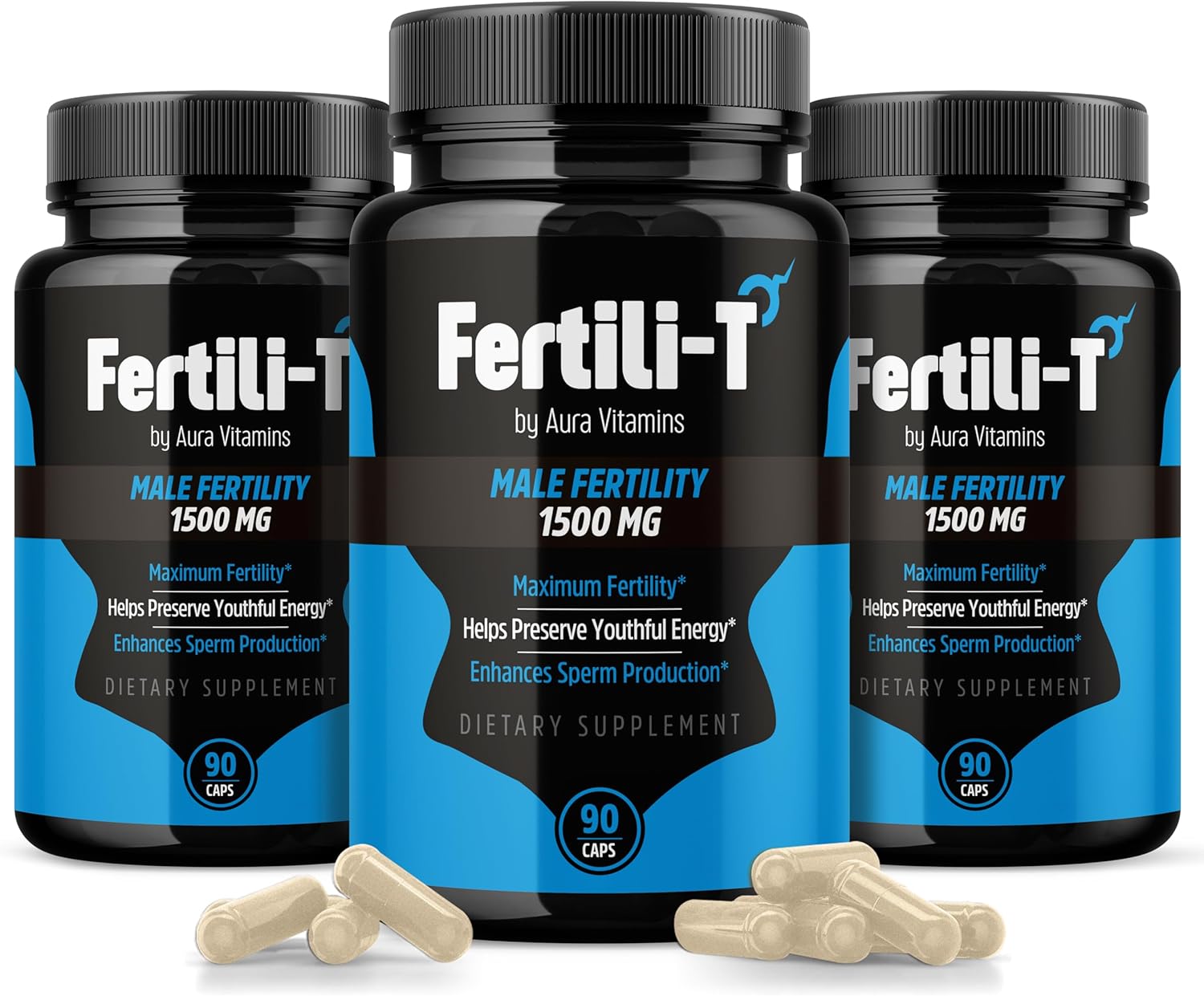 AURA VITAMINS Fertili-T Man Male Fertility Support Capsules - 1500 MG - 90 Count - Enhances Sperm Health, Energy & Wellness - Natural Fertility Optimization - Easy-to-Swallow Formula
